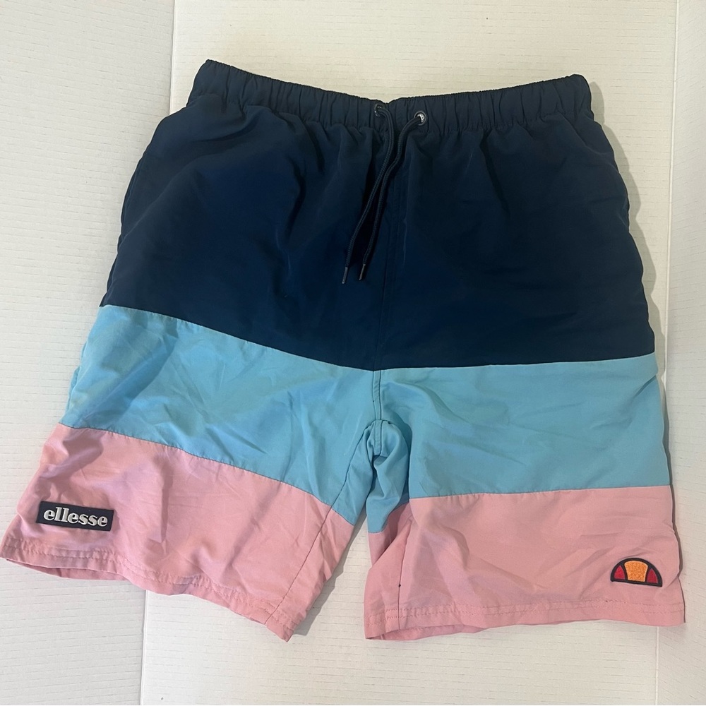 Ellesse Navy and Pastel Swim Shorts Size Small